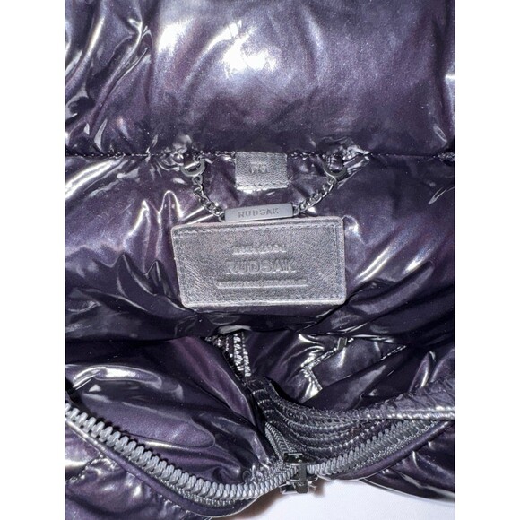 RUDSAK GLOSSY BLACK PUFFER HOODIE VEST NWOT small - Picture 9 of 11